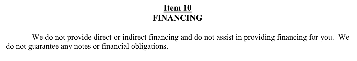 2019 edition, PDF p22: categorical no-financing / no-guarantee denial