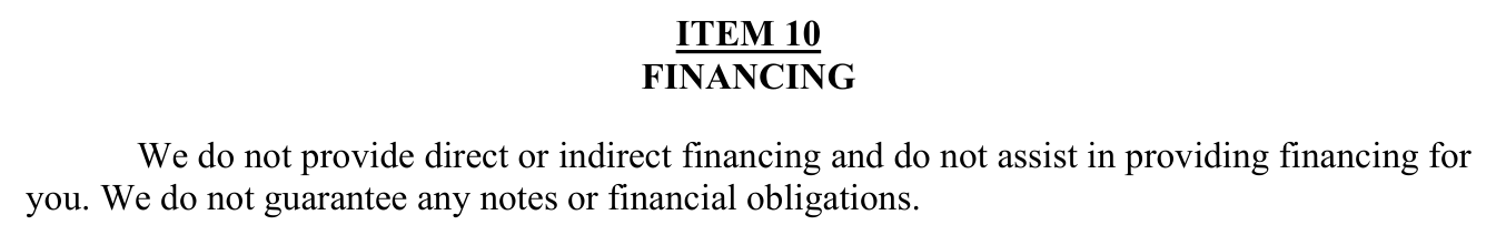 2023 edition, PDF p32: categorical no-financing / no-guarantee denial