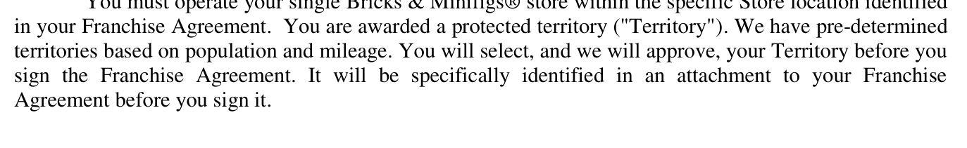 2018 edition, Item 12 body (printed p.28, PDF p.33): grant called - 'You are awarded a protected territory (
