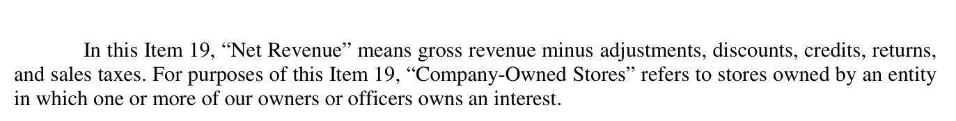 2018 edition, page 41: 'Net Revenue' defined as gross revenue minus adjustments, discounts, credits, returns, and sales taxes.