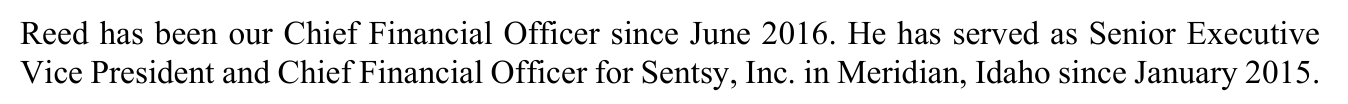 2024 edition, PDF page 12: Reed Brimhall Item 2 entry misspelling Scentsy as 'Sentsy,' URS Corporation line dropped