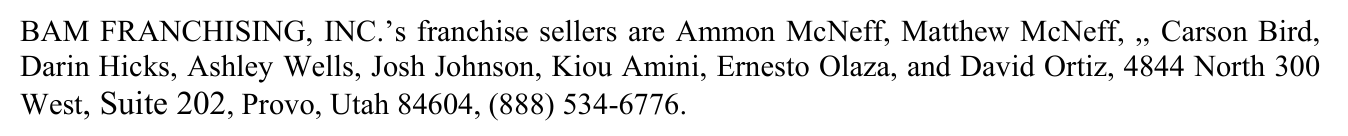 2024 edition, PDF page 348: receipt franchise-seller list copy A ,  reads 'Ammon McNeff, Matthew McNeff, ,, Carson Bird...' with a ',,' gap omitting Matthew Thomas and Reed Brimhall