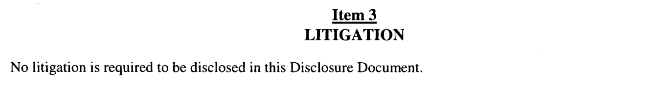 2012 edition, FDD p.4 (PDF file p.12): Item 3 reads in full 'No litigation is required to be disclosed in this Disclosure Document.'