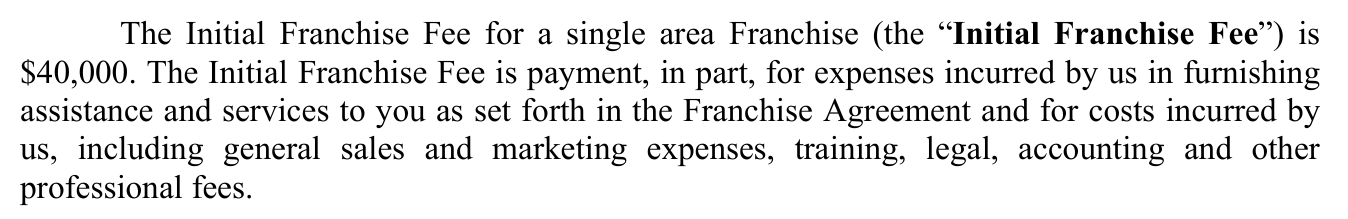 2024 edition, PDF page 13 (printed p4): single-franchise fee raised to $40,000