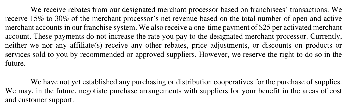 2022 edition, Item 8: identical present-tense rebate and $25-per-account disclosure still in place
