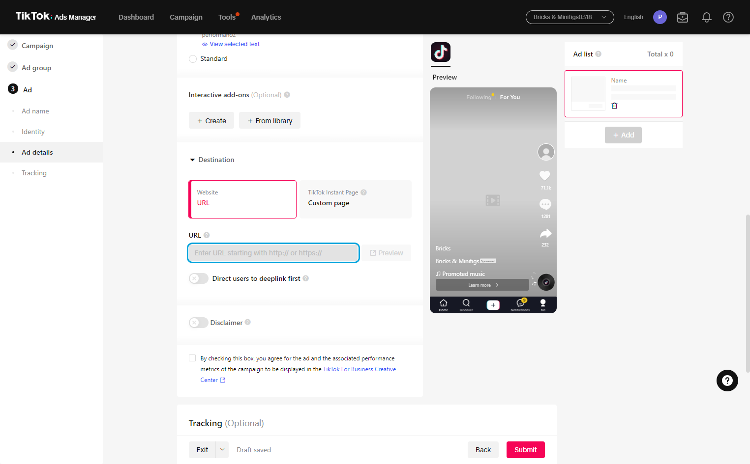 If you are using UTM codes, this is where the custom URL will be placed.