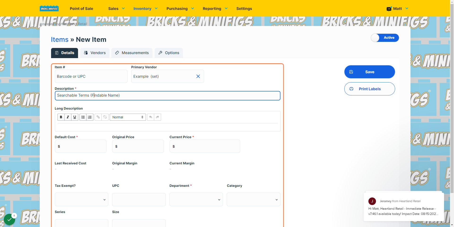 Be concise and specific, as this field is how you will identify the product on a list of similar products.