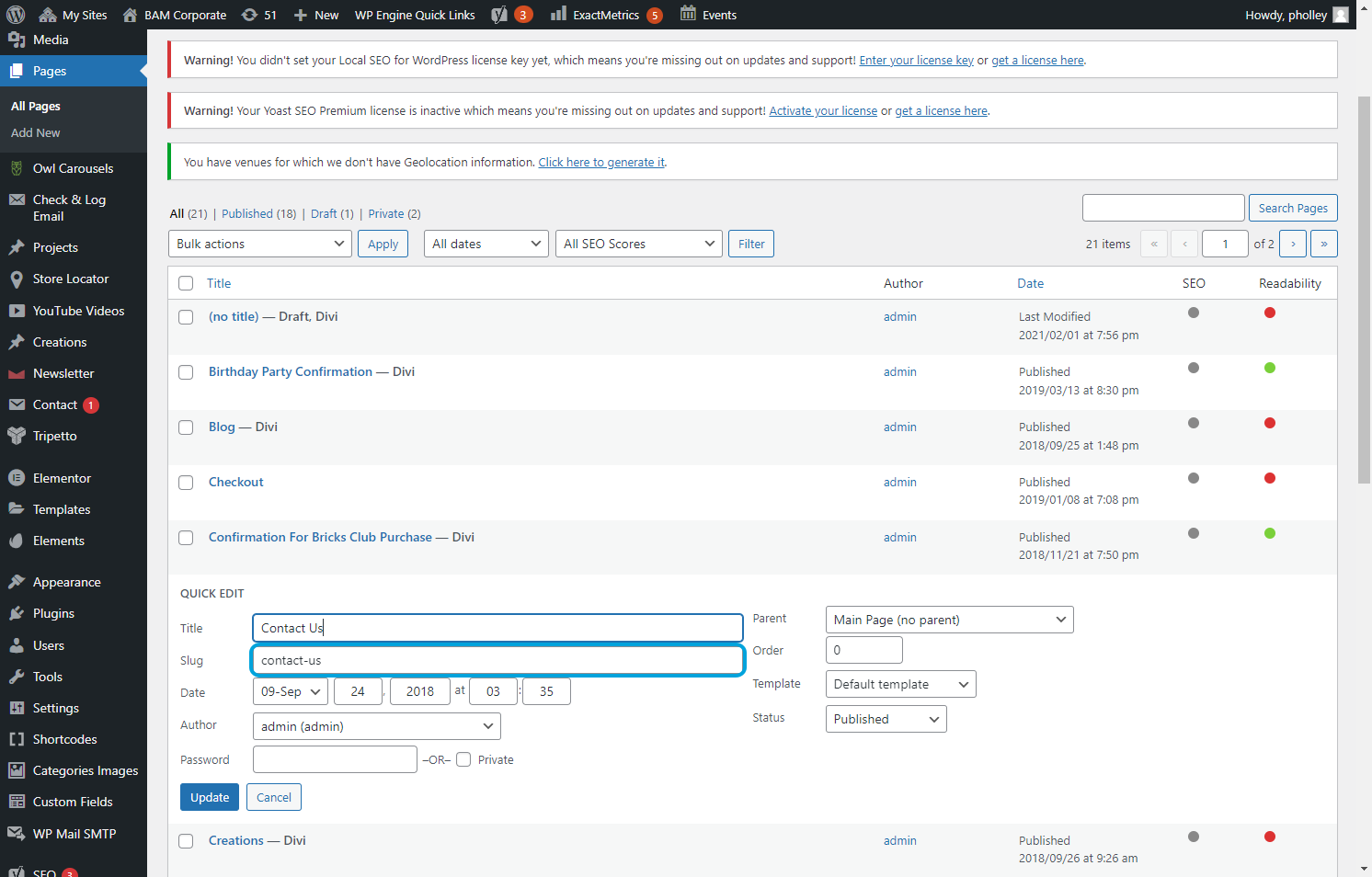 You can also change the date the page was created which also shows in the URL.
