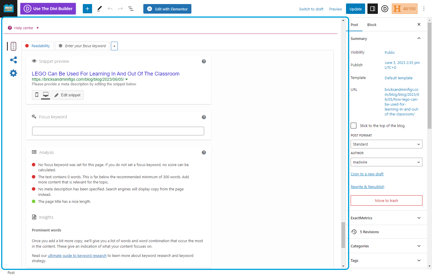 You should see the Yoast SEO section.