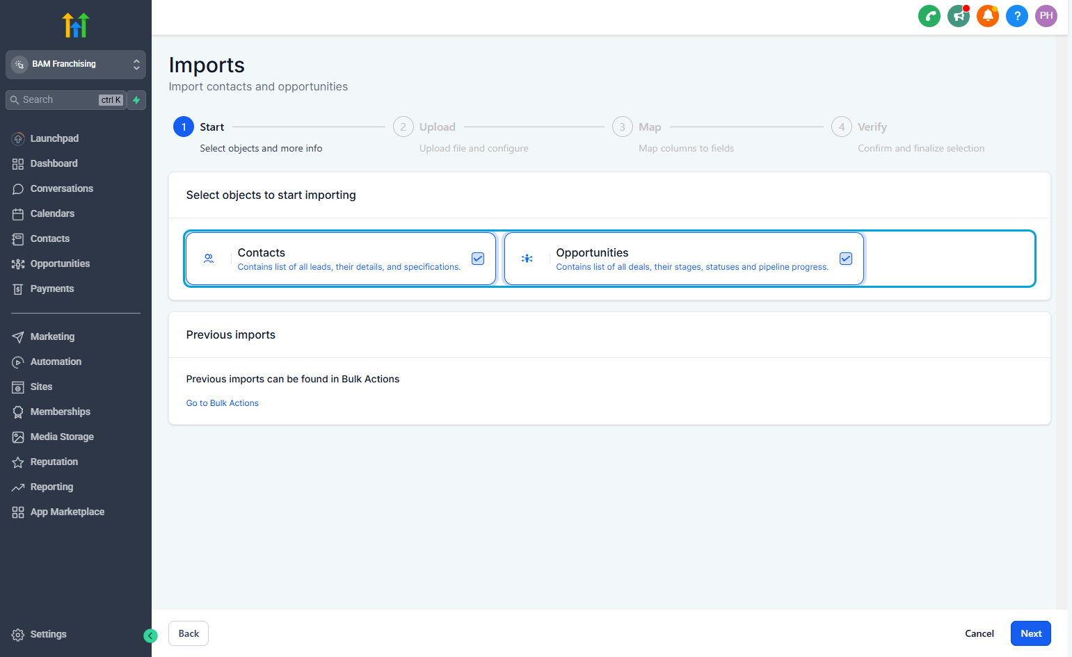 Select both is you're importing both.