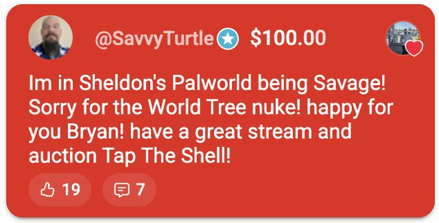 Savvy Turtle, one hundred dollars: happy for you Bryan, Tap The Shell